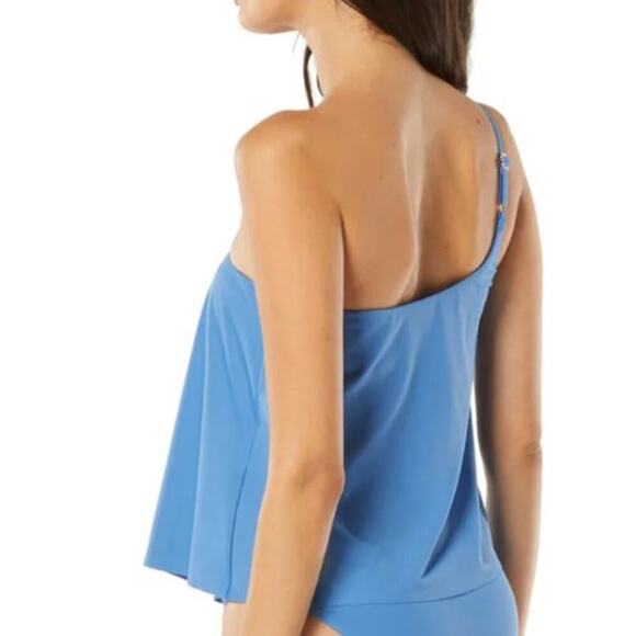 Michael Kors Signature Solids Logo Chain One Shoulder Tankini Top NWT Small - Picture 2 of 4